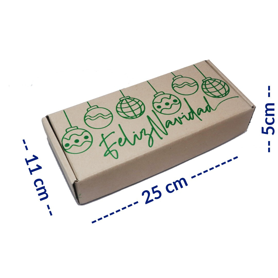 Caja Regalo Carton Mailbox Navidad Feliz Navidad Esferas 25x11x5cm 10 Pzas