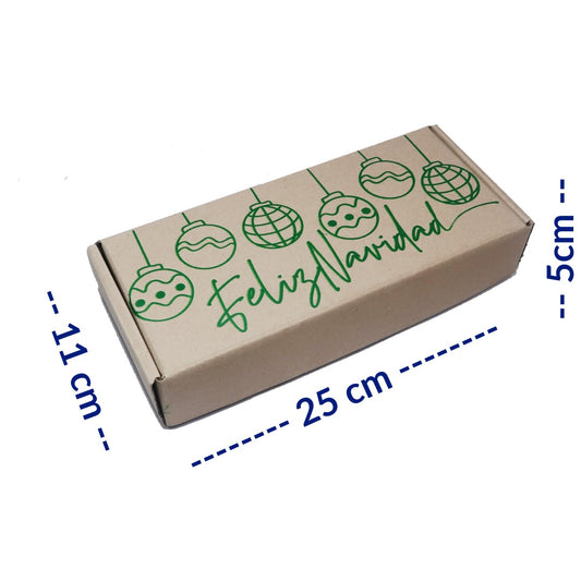 Caja Regalo Carton Mailbox Navidad Feliz Navidad Esferas 25x11x5cm 10 Pzas