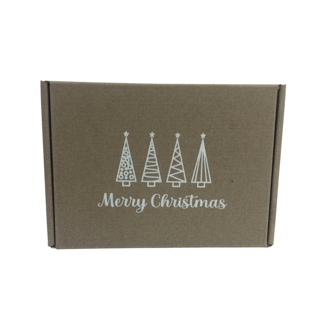 Caja Regalo Pinos Merry Chirstmas Carton Mailbox Navidad 20x15x6cm