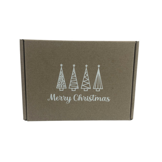 Caja Regalo Pinos Merry Chirstmas Carton Mailbox Navidad 20x15x6cm