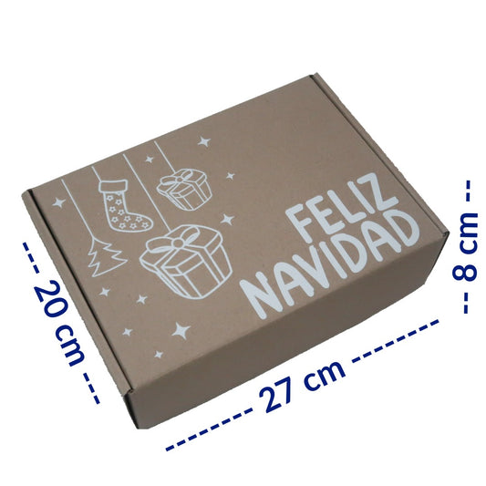 Caja Regalo Carton Mailbox Feliz Navidad 27x20x8cm 10 Pzas